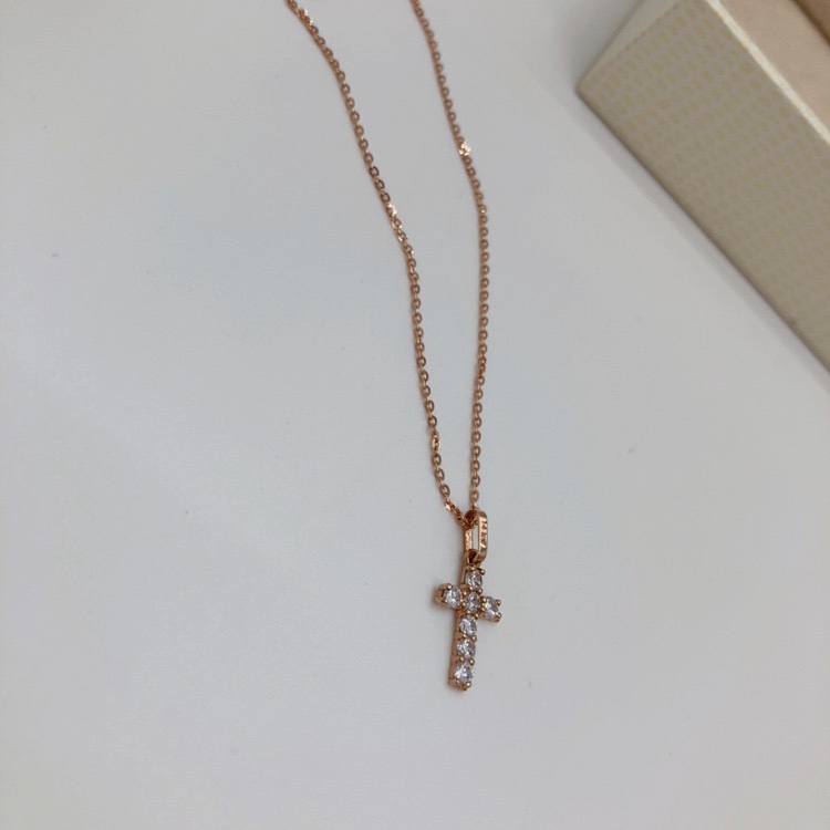 펜던트+체인 십자가큐빅목걸이 18K