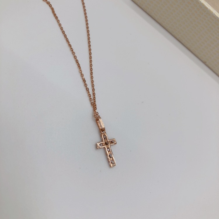 펜던트+체인 십자가큐빅목걸이 18K